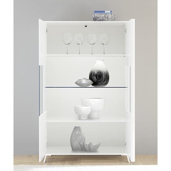 Cappy High Gloss Display Cabinet With 2 Doors In White And LED_2