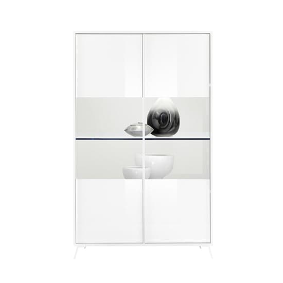 Cappy High Gloss Display Cabinet With 2 Doors In White And LED_3