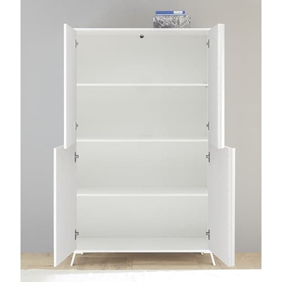 Cappy High Gloss Highboard With 4 Doors In White_2