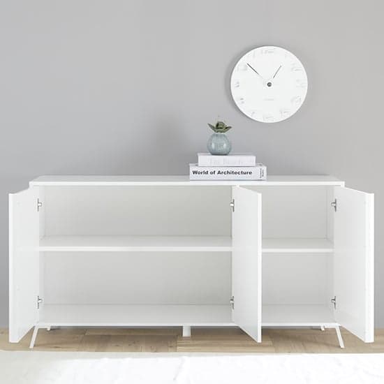 Cappy High Gloss Sideboard With 3 Doors In White_2