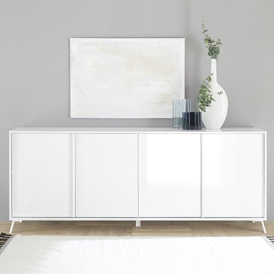 Cappy High Gloss Sideboard With 4 Doors In White_1