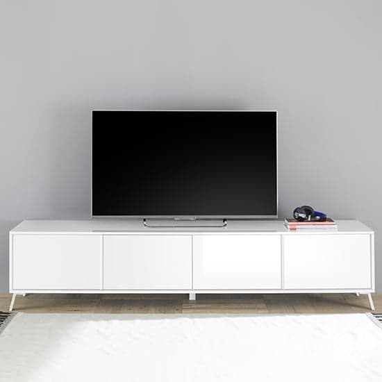 Cappy High Gloss TV Stand With 4 Doors In White_1