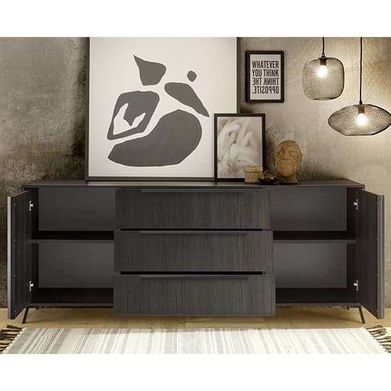Cappy Wooden Sideboard With 2 Doors 3 Drawers In Black Ash_2