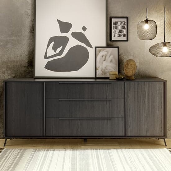 Cappy Wooden Sideboard With 2 Doors 3 Drawers In Black Ash_1