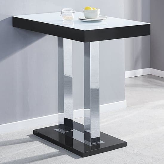 Caprice White Black Gloss Bar Table With 4 Ripple White Stools_2