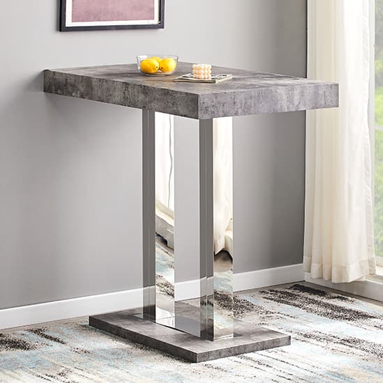 Caprice Concrete Effect Bar Table With 4 Ripple Grey Stools_2