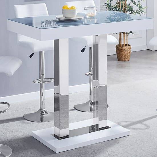 Caprice Grey White Gloss Bar Table With 4 Ripple Grey Stools_2