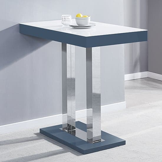 Caprice White Grey Gloss Bar Table With 4 Candid Grey Stools_2