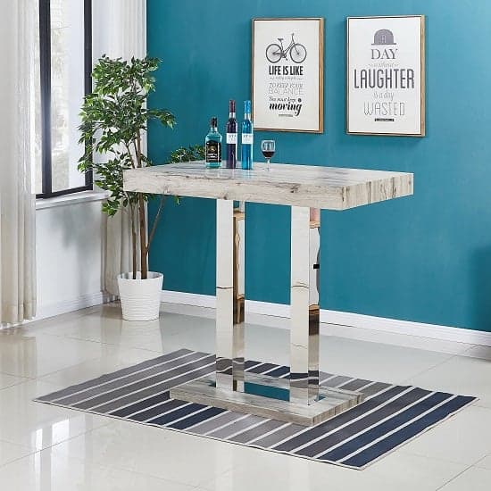 Caprice Rectangular Wooden Bar Table In Grey Oak Effect