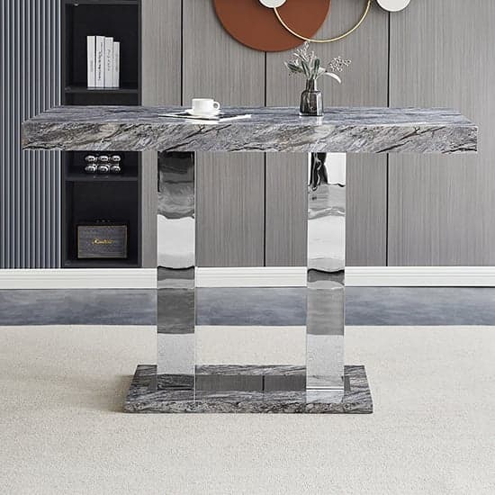 Caprice High Gloss Bar Table Large In Melange Marble Effect_4