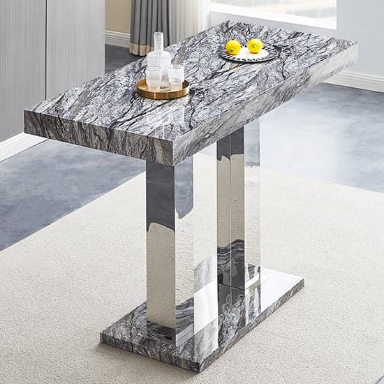 Caprice High Gloss Bar Table Large In Melange Marble Effect_3