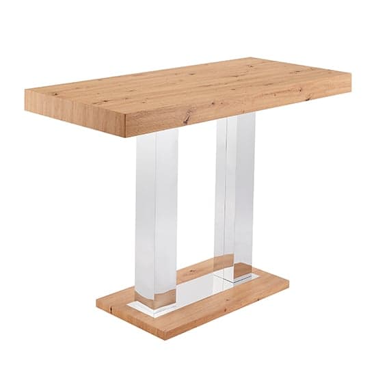 Caprice Large Oak Effect Bar Table With 6 Candid Grey Stools_2