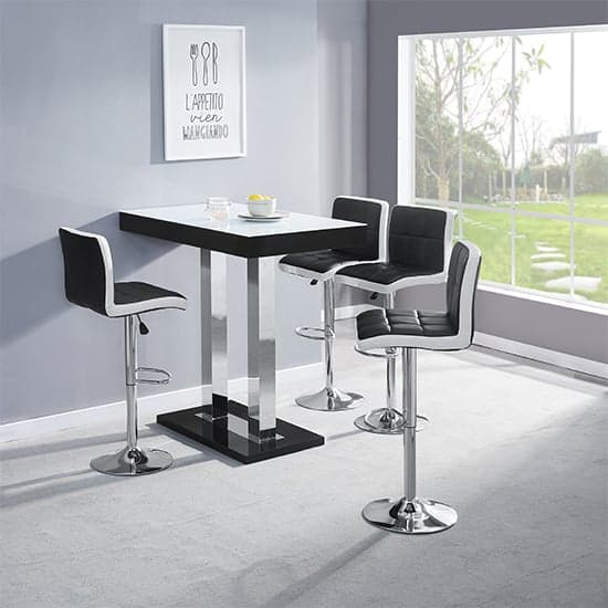 Caprice High Gloss Bar Table In Black With White Glass Top_3
