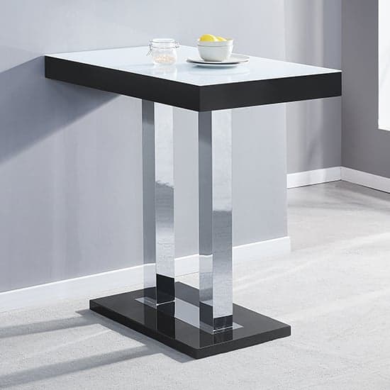 Caprice High Gloss Bar Table In Black With White Glass Top_1