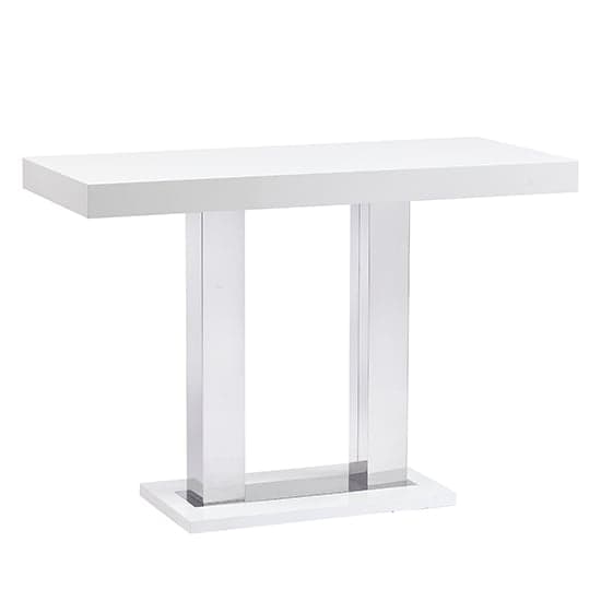 Caprice Large White Gloss Bar Table With 6 Candid White Stools_2