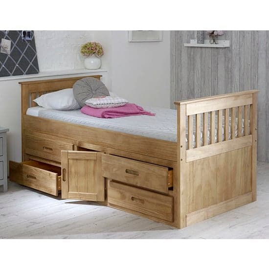 Captains Storage Bed In Waxed Pine With 4 Drawers And 1 Door_2