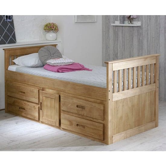 Captains Storage Bed In Waxed Pine With 4 Drawers And 1 Door_1