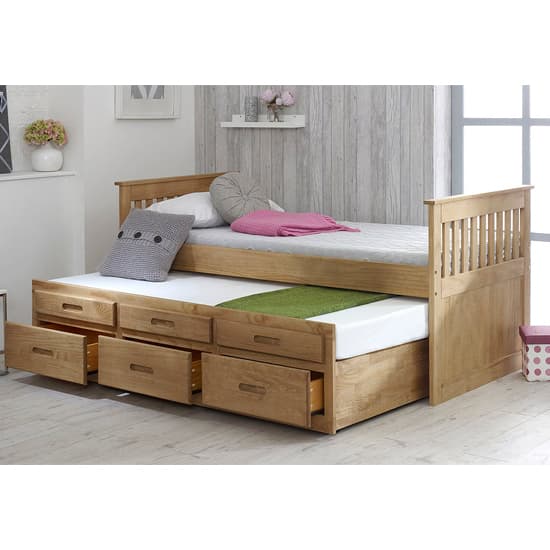 Captains Wooden Storage Single Bed With Guest Bed In Waxed Pine_2
