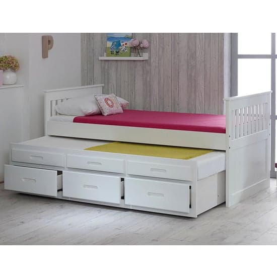 Captains Wooden Storage Single Bed With Guest Bed In White_2