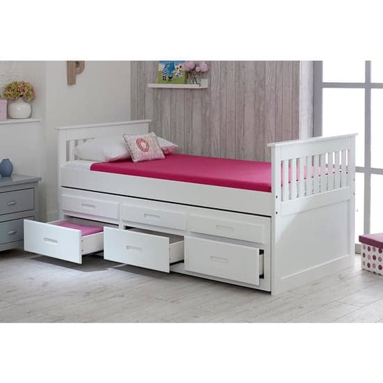 Captains Wooden Storage Single Bed With Guest Bed In White_3