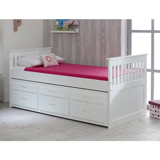 Captains Wooden Storage Single Bed With Guest Bed In White_1