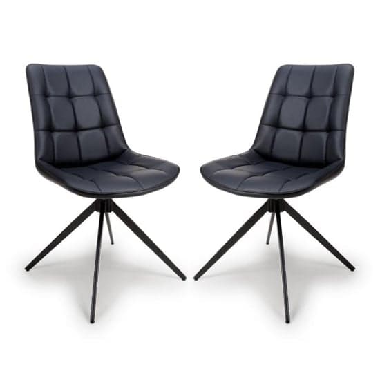 Captiva Black Faux Leather Dining Chairs In Pair_1