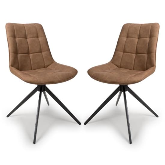 Captiva Tan Faux Leather Dining Chairs In Pair_1