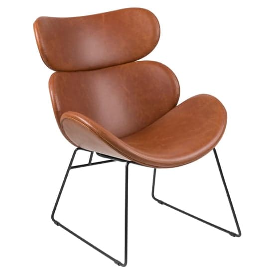 Carazo PU Leather Lounge Chair With Black Frame In Brown_2