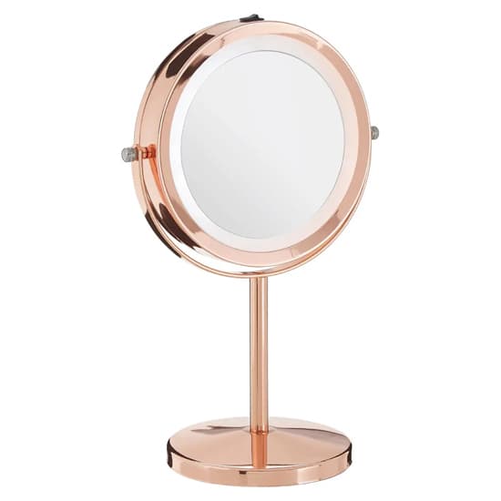 Cardiff Dressing Mirror In Rose Gold Plated Frame With LED_3