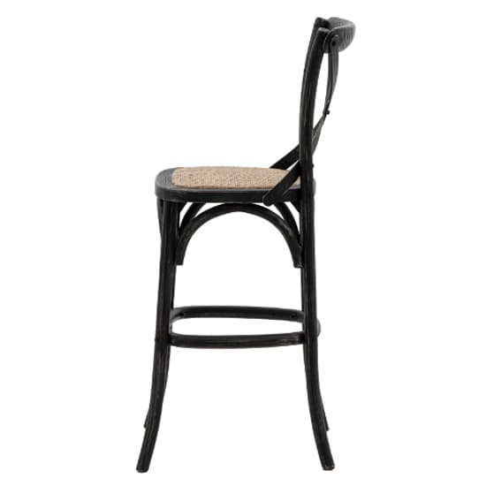Caria Black Wooden Bar Chairs With Rattan Seat In A Pair_3