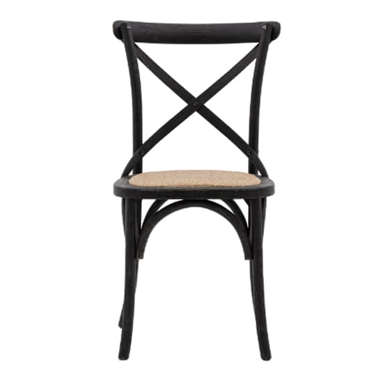 Caria Black Wooden Dining Chairs With Rattan Seat In A Pair_2