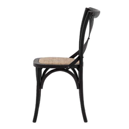 Caria Black Wooden Dining Chairs With Rattan Seat In A Pair_3