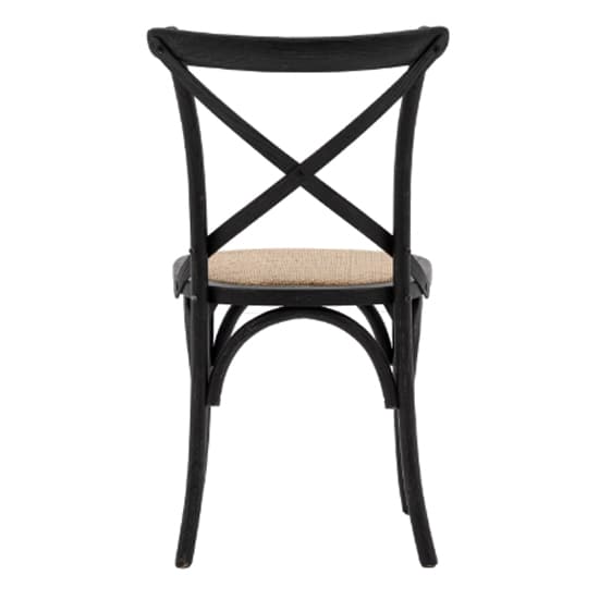Caria Black Wooden Dining Chairs With Rattan Seat In A Pair_4