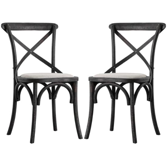Caria Cross Back Black Wooden Dining Chairs In A Pair_1