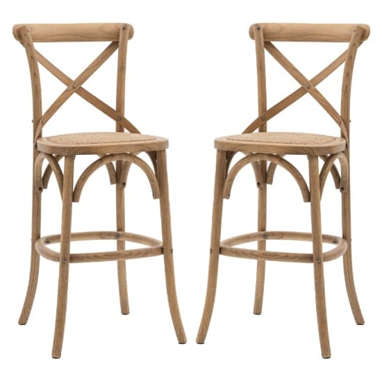 Caria Natural Wooden Bar Chairs With Rattan Seat In A Pair_1
