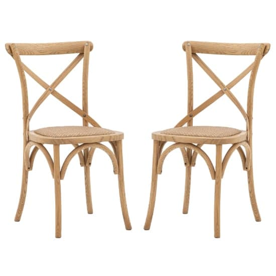 Caria Natural Wooden Dining Chairs With Rattan Seat In A Pair_1