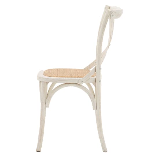 Caria White Wooden Dining Chairs With Rattan Seat In A Pair_3