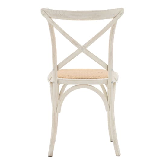 Caria White Wooden Dining Chairs With Rattan Seat In A Pair_4