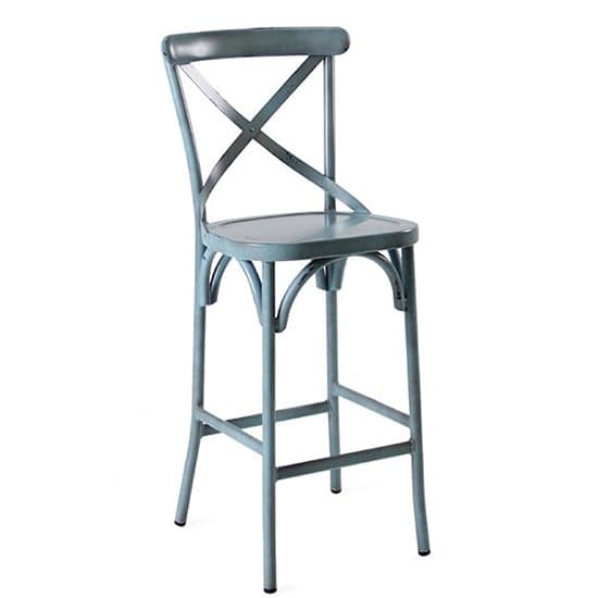 Carillo Outdoor Aluminium Vintage Bar Chair In Blue_1