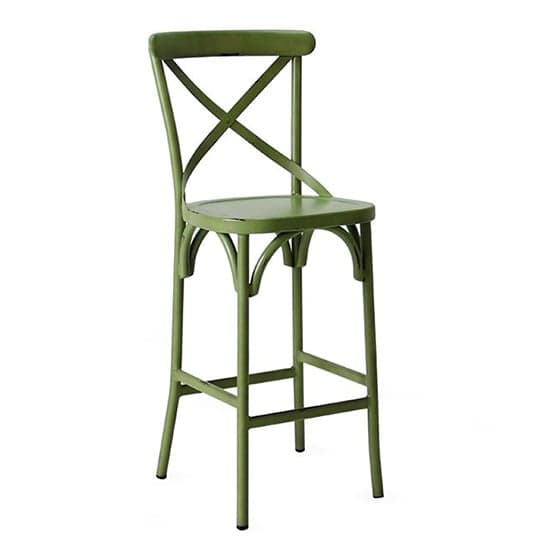 Carillo Outdoor Aluminium Vintage Bar Chair In Green_1