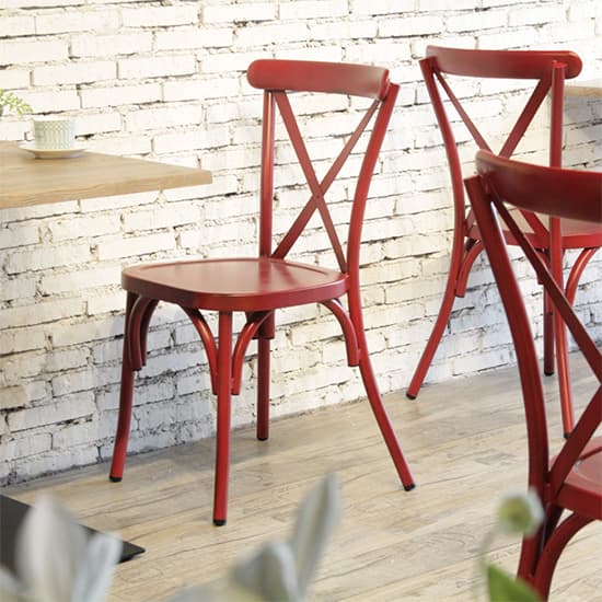 Carillo Outdoor Aluminium Vintage Side Chair In Red_4