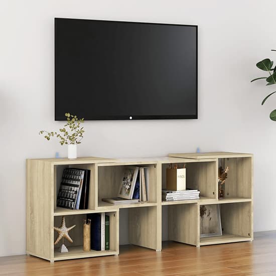 Carillo Wooden TV Stand With Shelves In Sonoma Oak_1