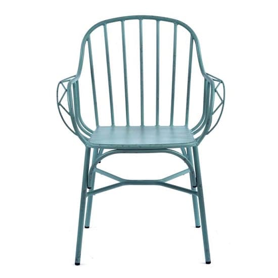 Carla Outdoor Aluminium Vintage Arm Chair In Light Blue_2