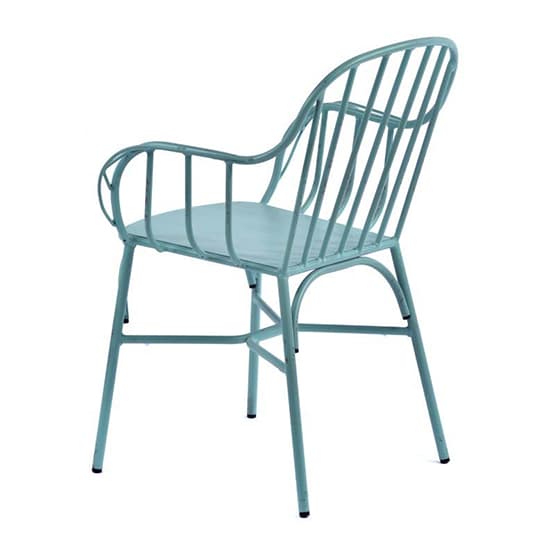 Carla Outdoor Aluminium Vintage Arm Chair In Light Blue_5
