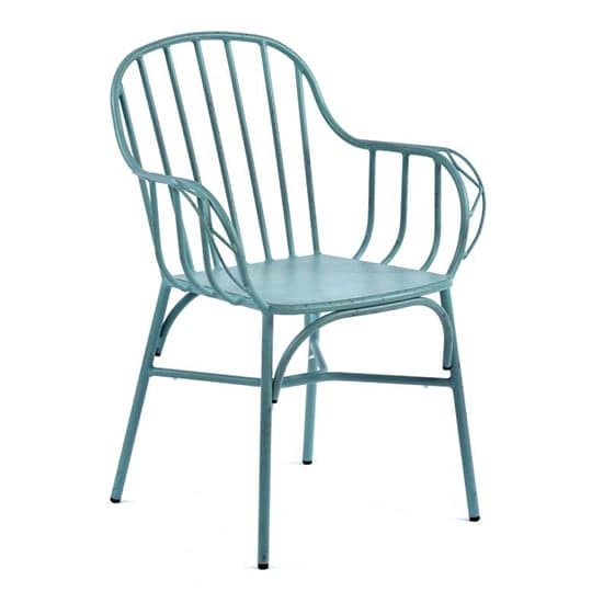 Carla Outdoor Aluminium Vintage Arm Chair In Light Blue_1