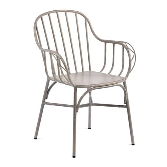 Carla Outdoor Aluminium Vintage Arm Chair In White_1