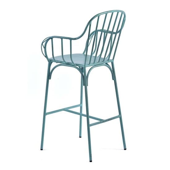 Carla Outdoor Aluminium Vintage Bar Chair In Light Blue_2