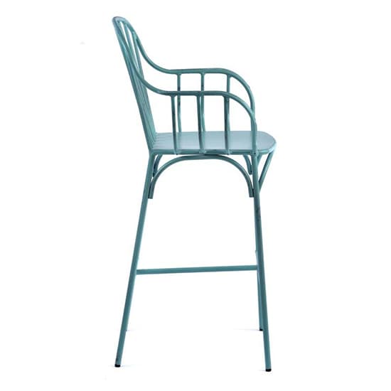 Carla Outdoor Aluminium Vintage Bar Chair In Light Blue_4