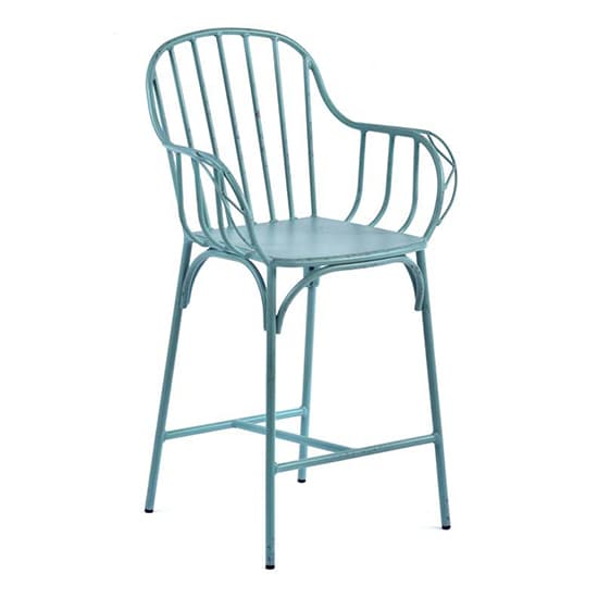 Carla Outdoor Mid Height Vintage Arm Chair In Light Blue_1