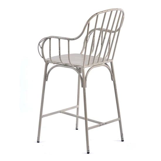 Carla Outdoor Mid Height Vintage Arm Chair In White_2